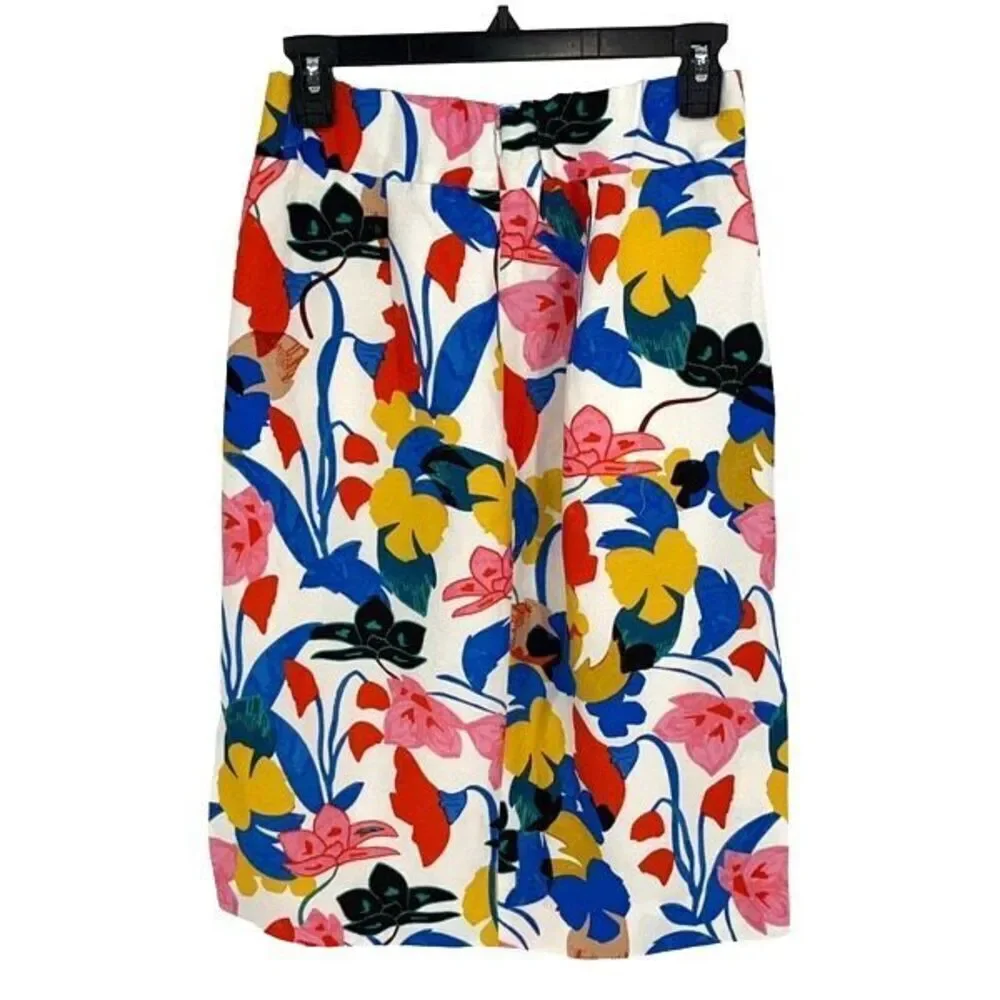 J.Crew Pintucked Midi‎ Skirt Lined  Morning Floral Size 8P - Picture 5 of 12